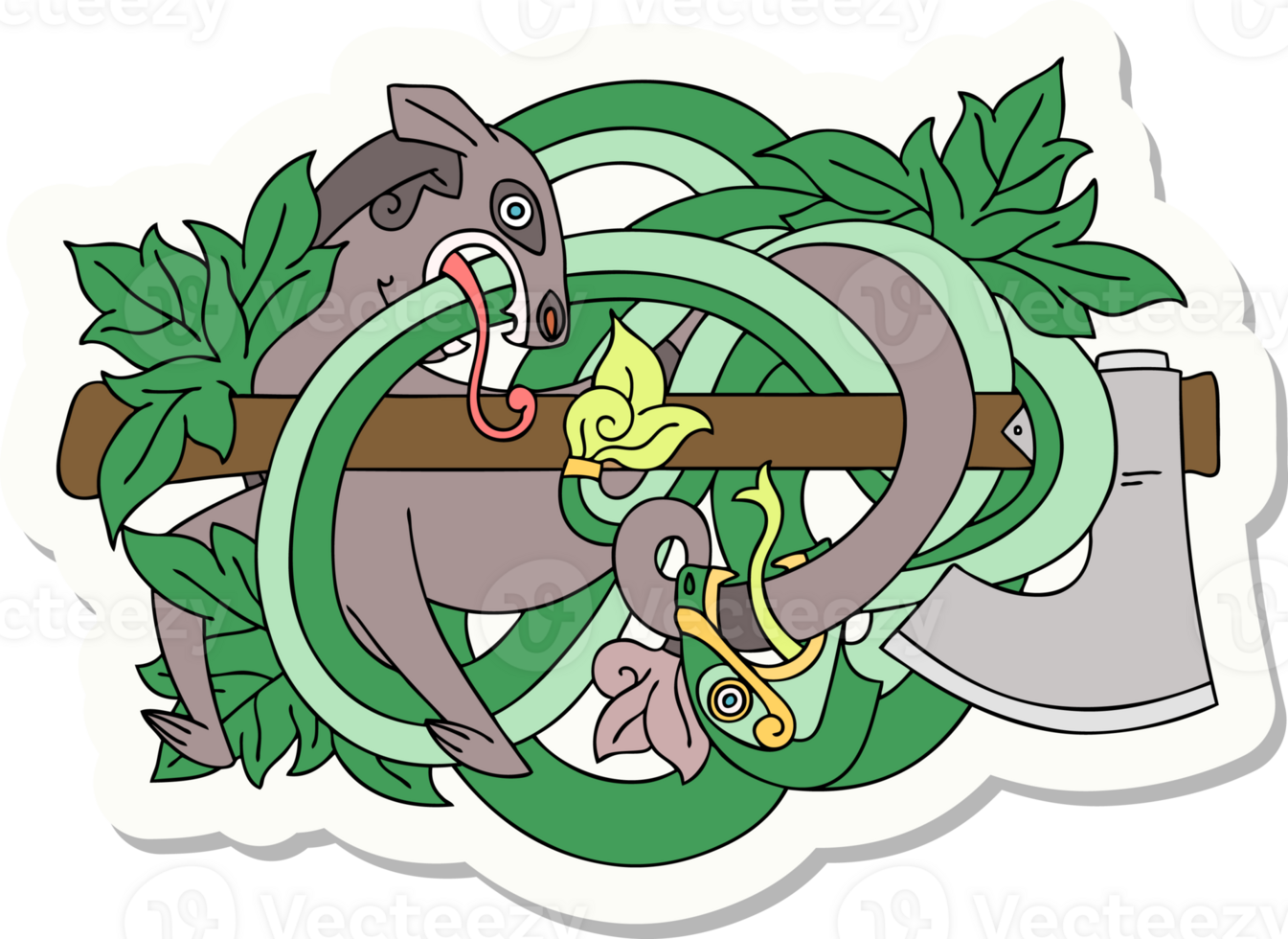 sticker of tattoo in traditional style of medieval carving png