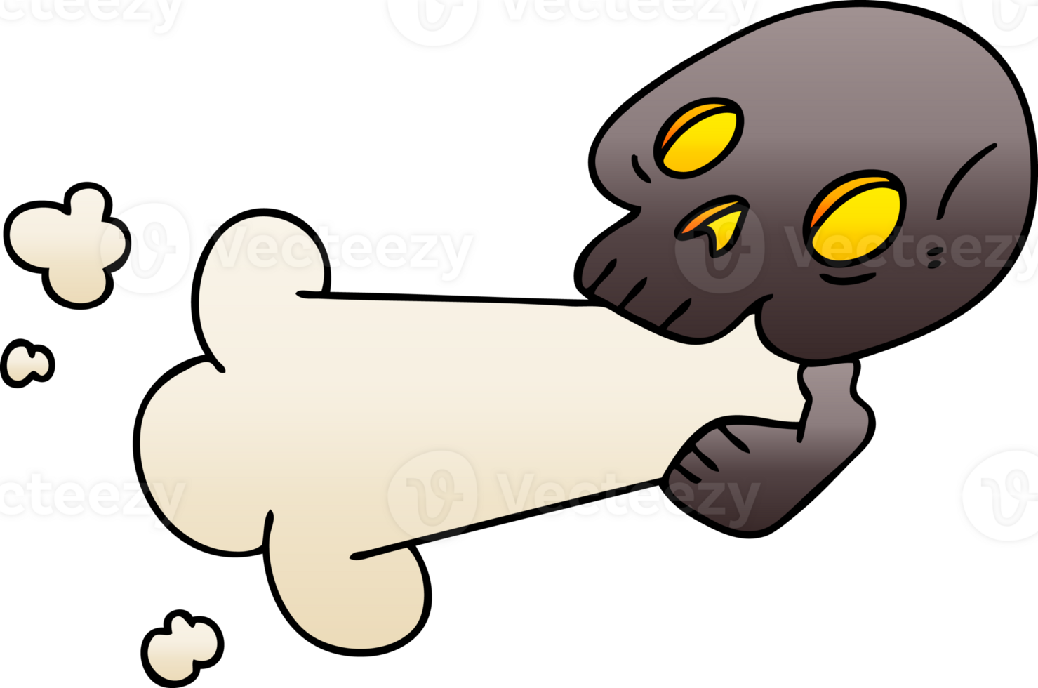 gradient shaded quirky cartoon skull png