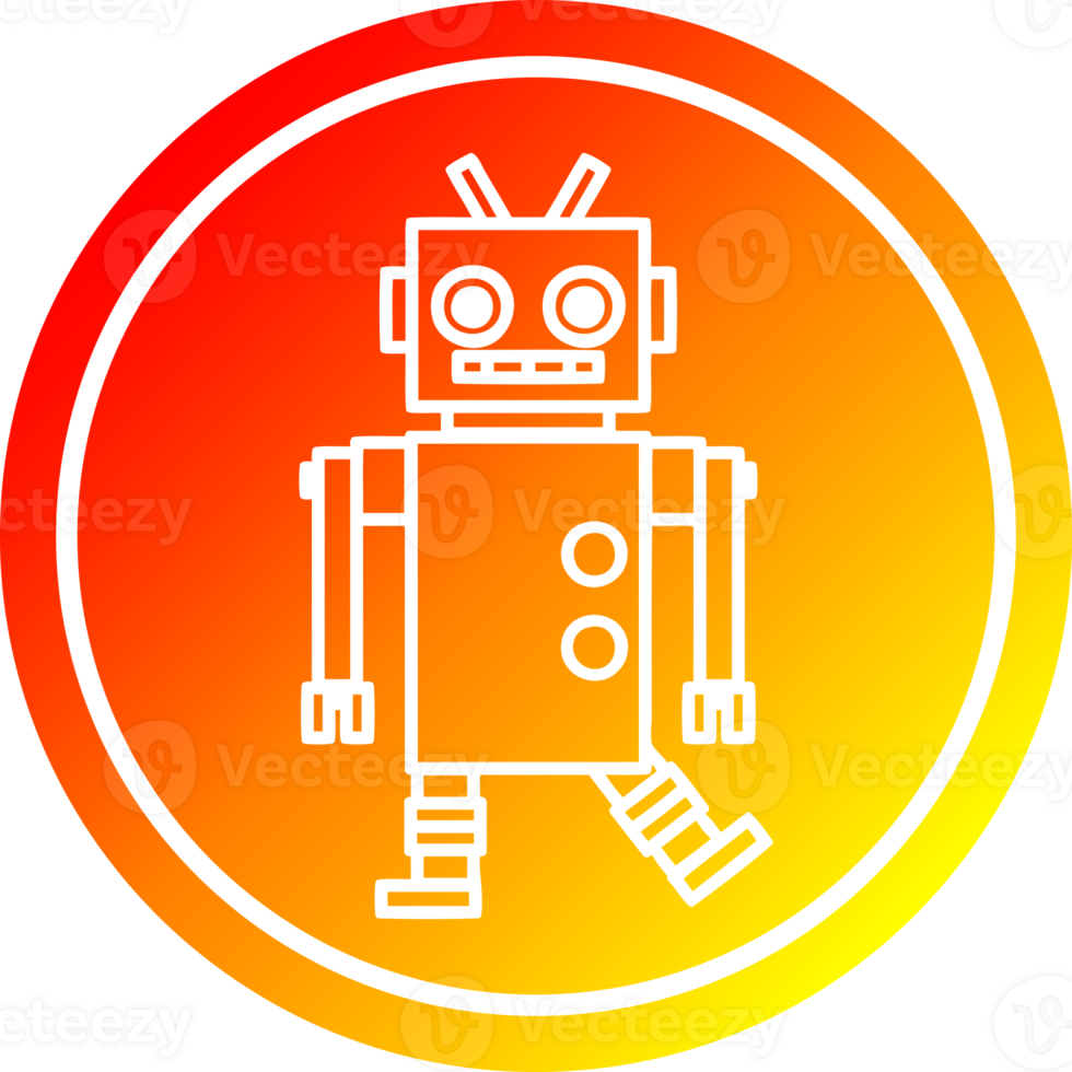 dancing robot circular icon with warm gradient finish png