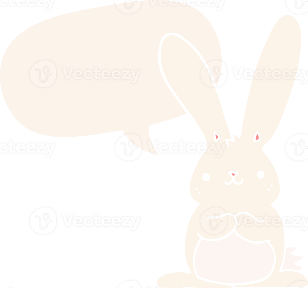 cartoon rabbit with speech bubble in retro style png