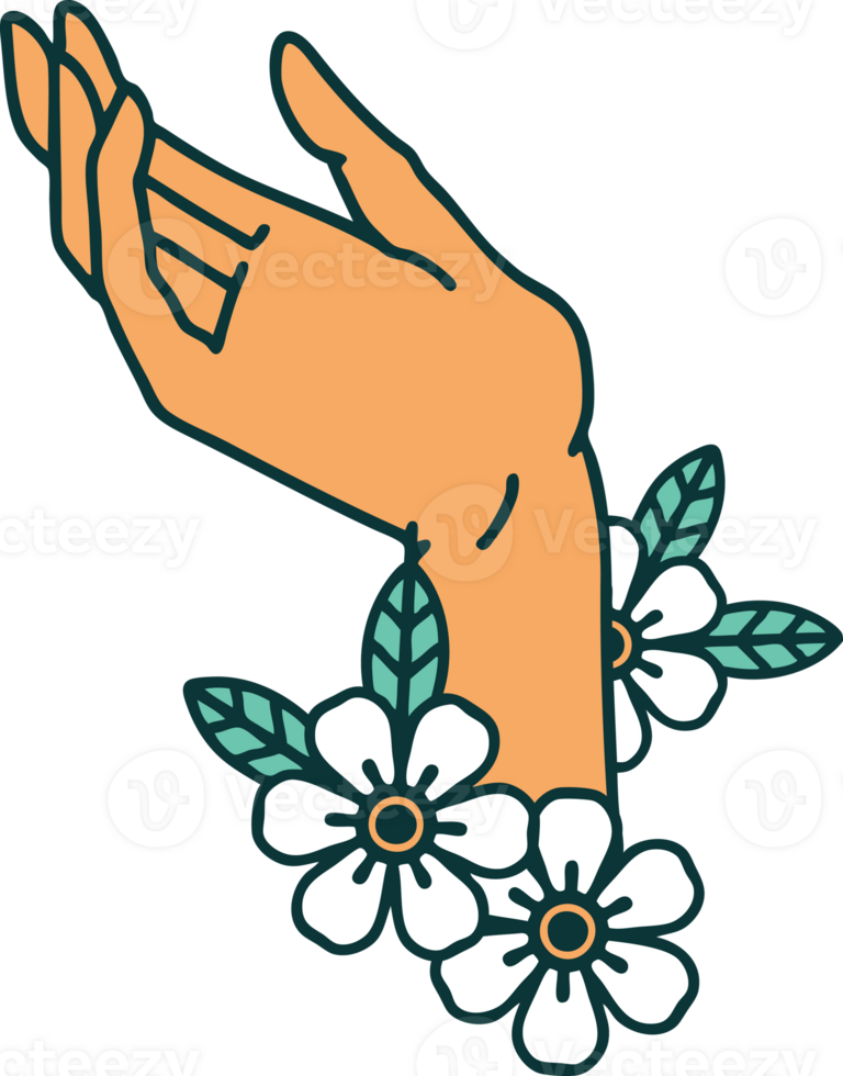 iconic tattoo style image of a hand png