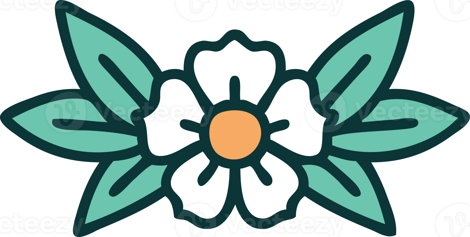 iconic tattoo style image of a flower png
