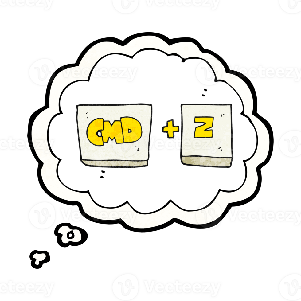 hand drawn thought bubble textured cartoon command Z function png