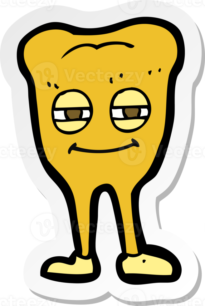 sticker of a cartoon smiling tooth png