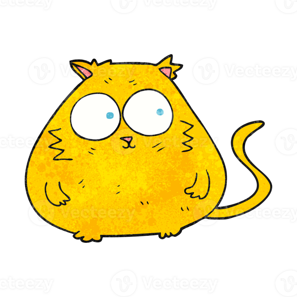 hand textured cartoon fat cat png