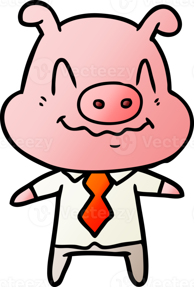 nervous cartoon pig boss png
