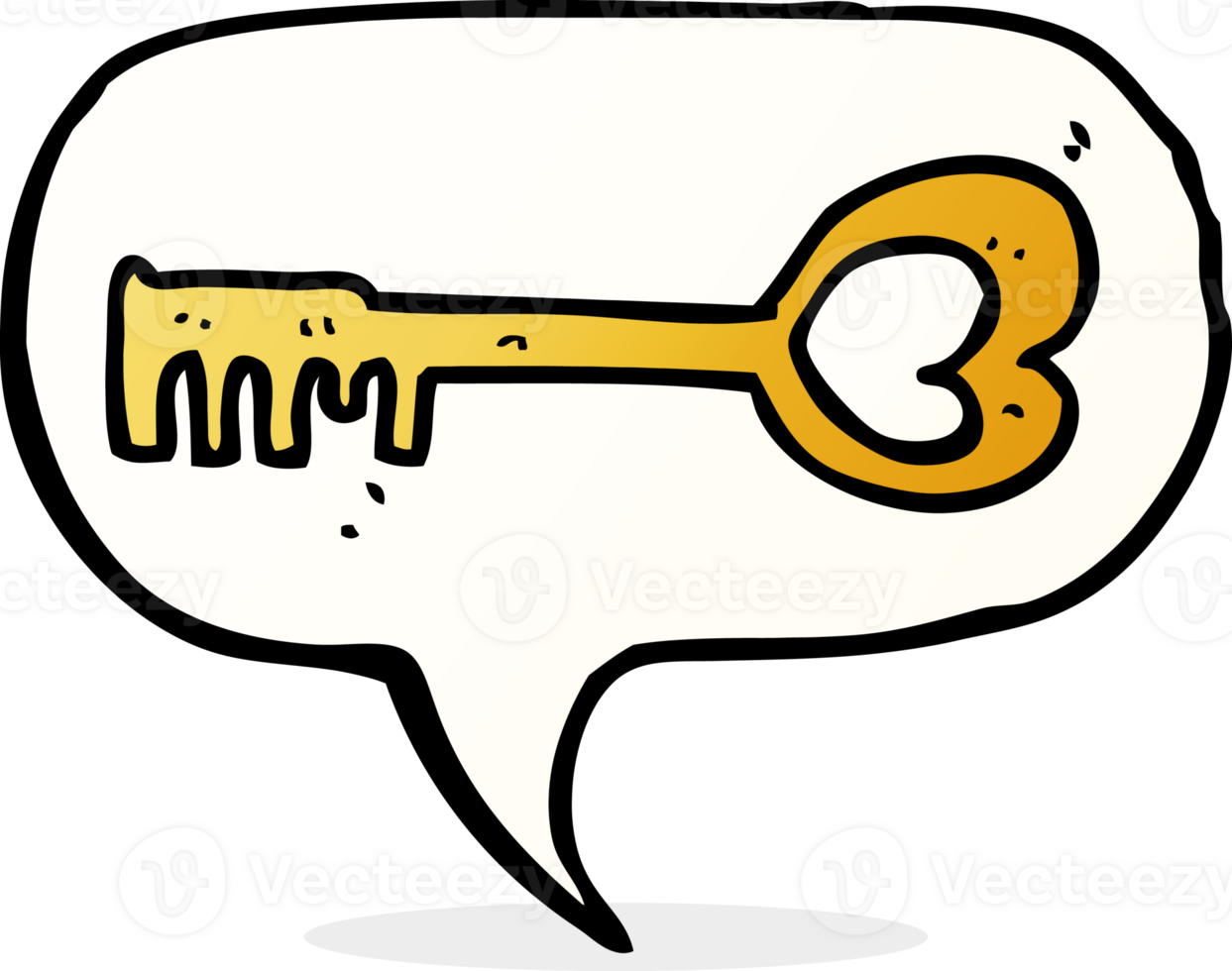 cartoon heart shaped key with speech bubble png