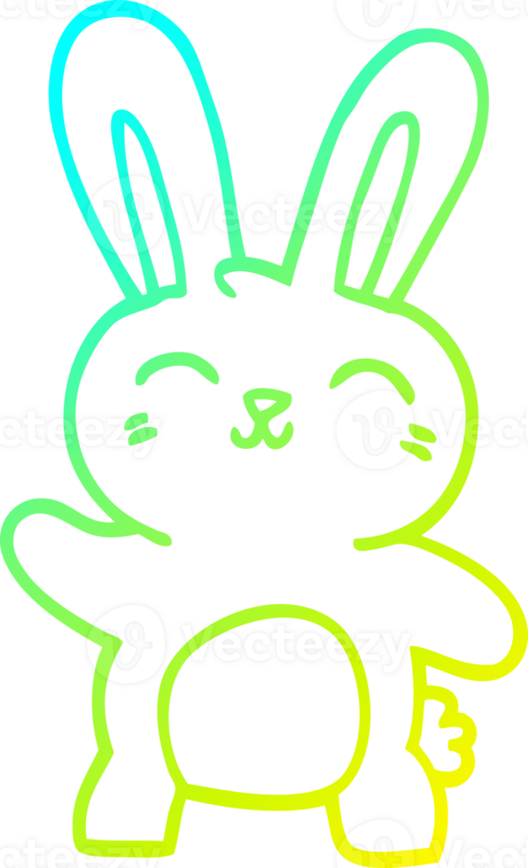 cold gradient line drawing of a cartoon happy bunny png