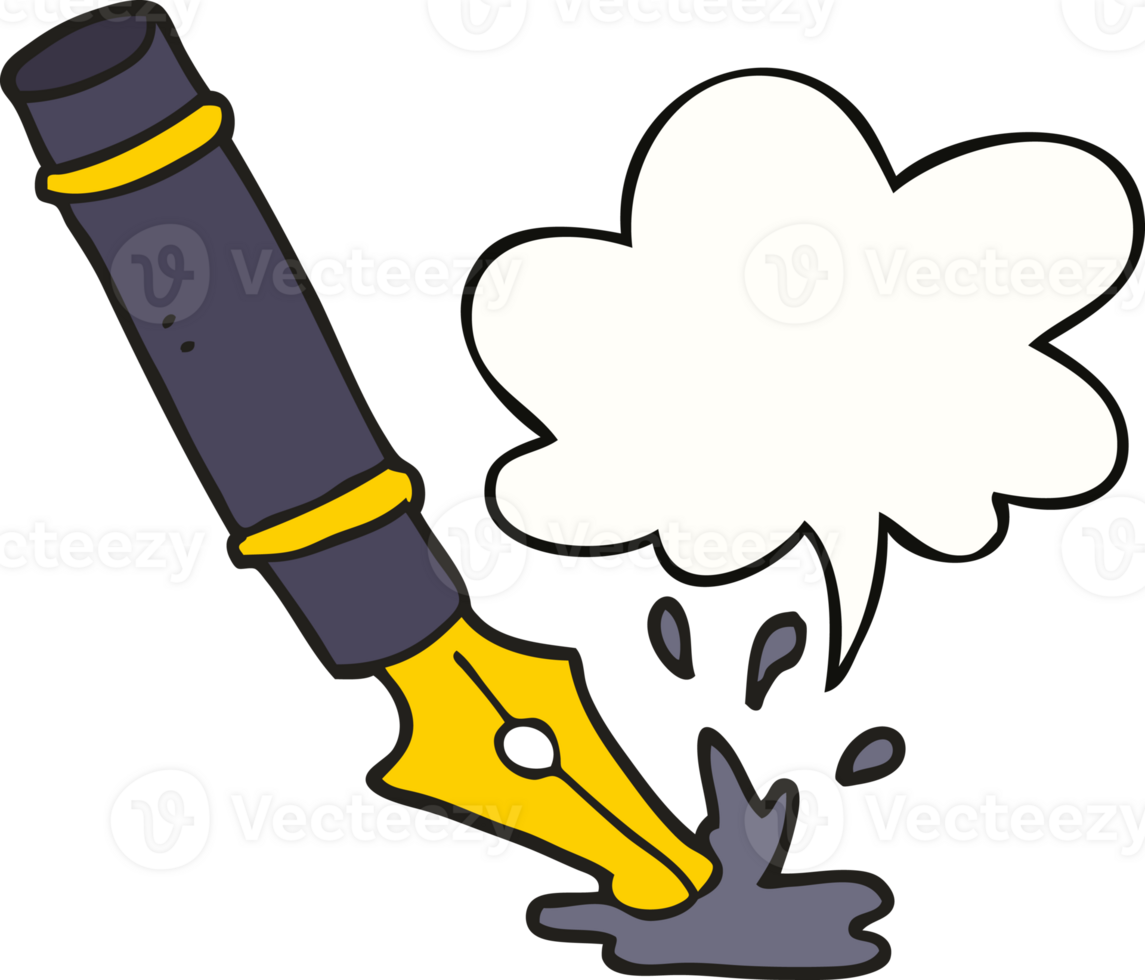 cartoon fountain pen with speech bubble png