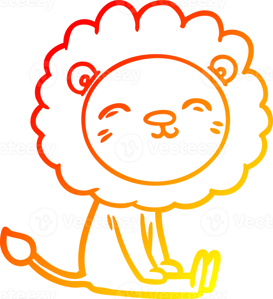warm gradient line drawing of a cartoon lion png