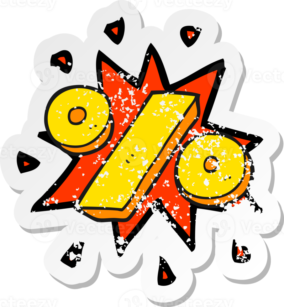 retro distressed sticker of a cartoon percentage symbol png