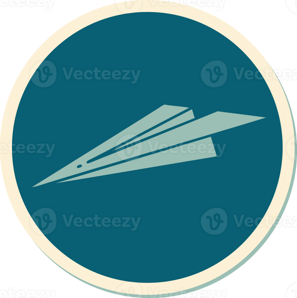 sticker of tattoo in traditional style of a paper airplane png
