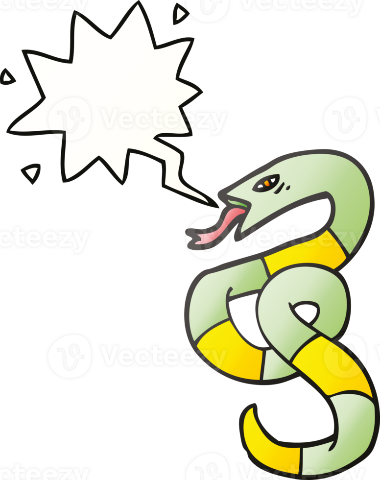 hissing cartoon snake with speech bubble in smooth gradient style png