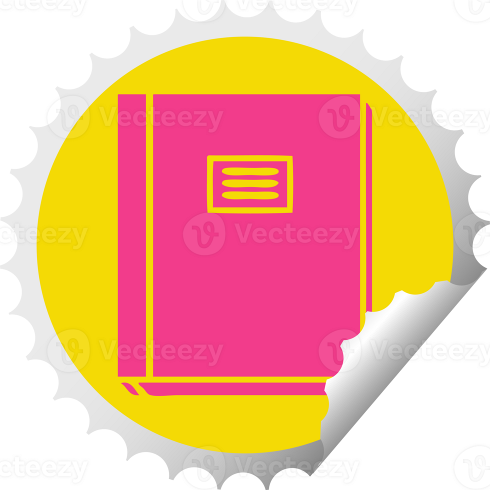 circular peeling sticker cartoon of a study book png