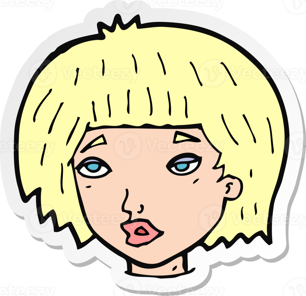 sticker of a cartoon bored looking woman png