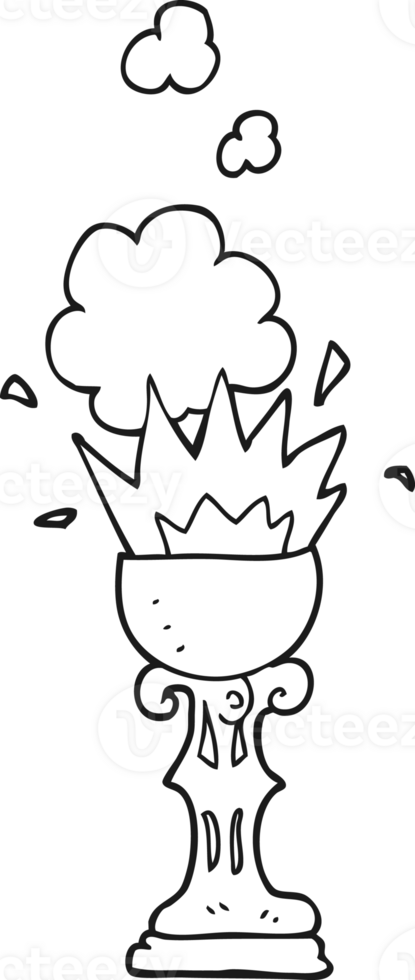 hand drawn black and white cartoon magic goblet png
