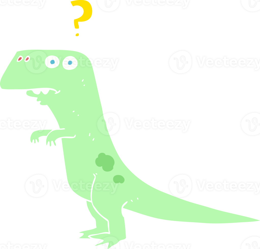 flat color illustration of confused dinosaur png
