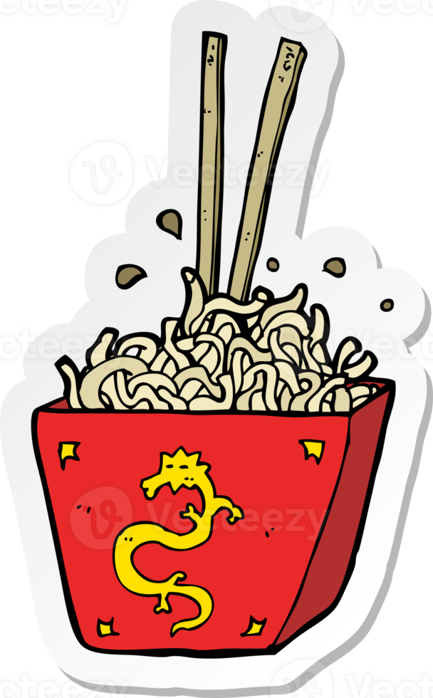 sticker of a cartoon noodles in box png