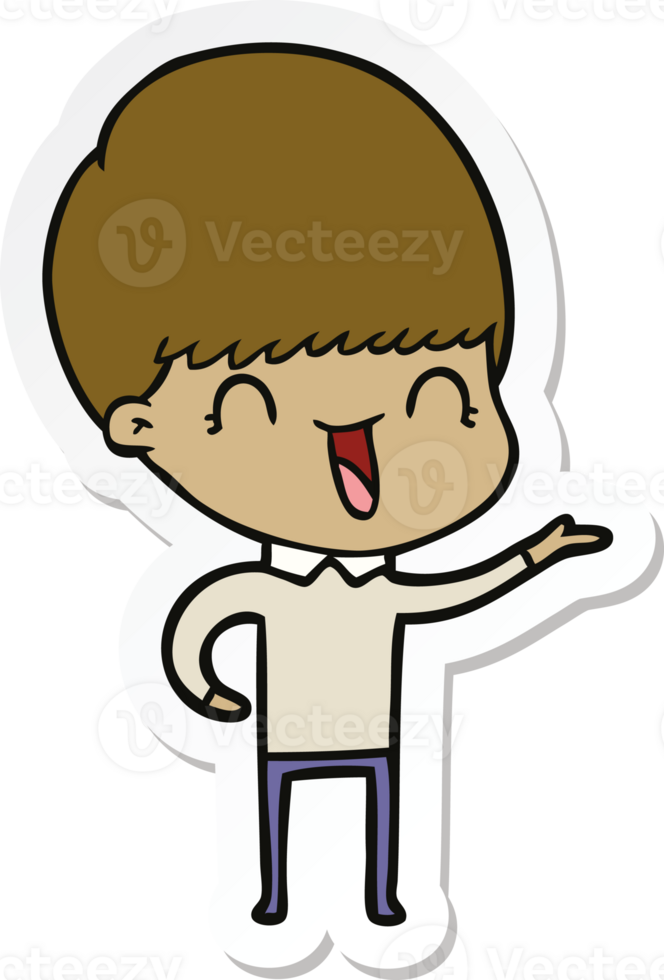 sticker of a happy cartoon boy png