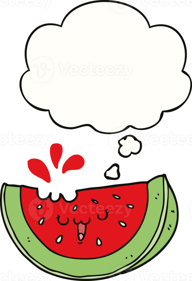 cartoon watermelon with thought bubble png