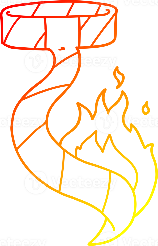 warm gradient line drawing of a cartoon burning tie png
