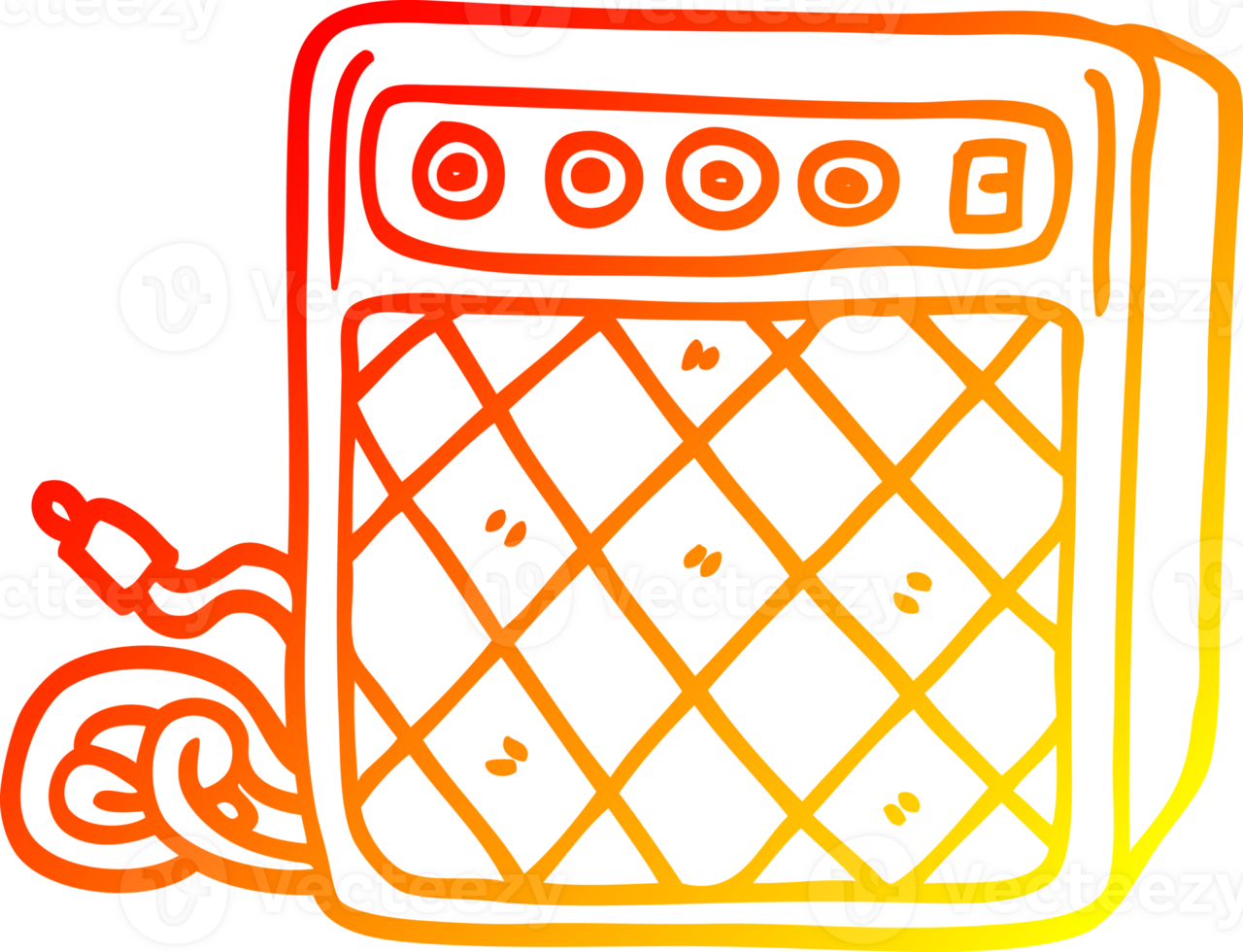 warm gradient line drawing of a cartoon retro speaker system png