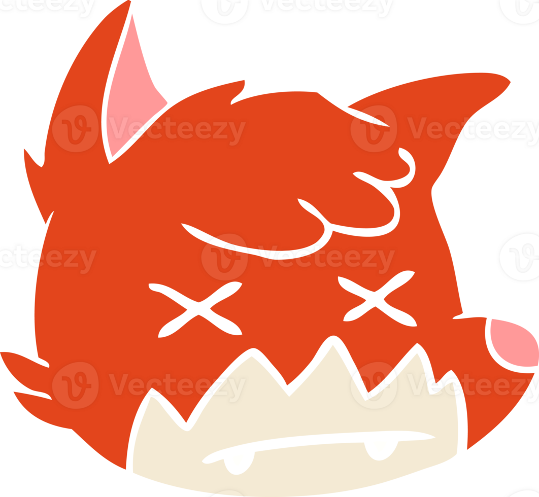 flat color style cartoon dead fox face png