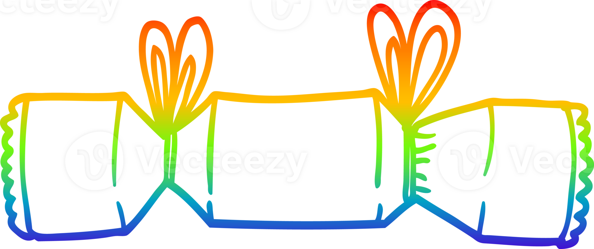 rainbow gradient line drawing of a cartoon xmas cracker png