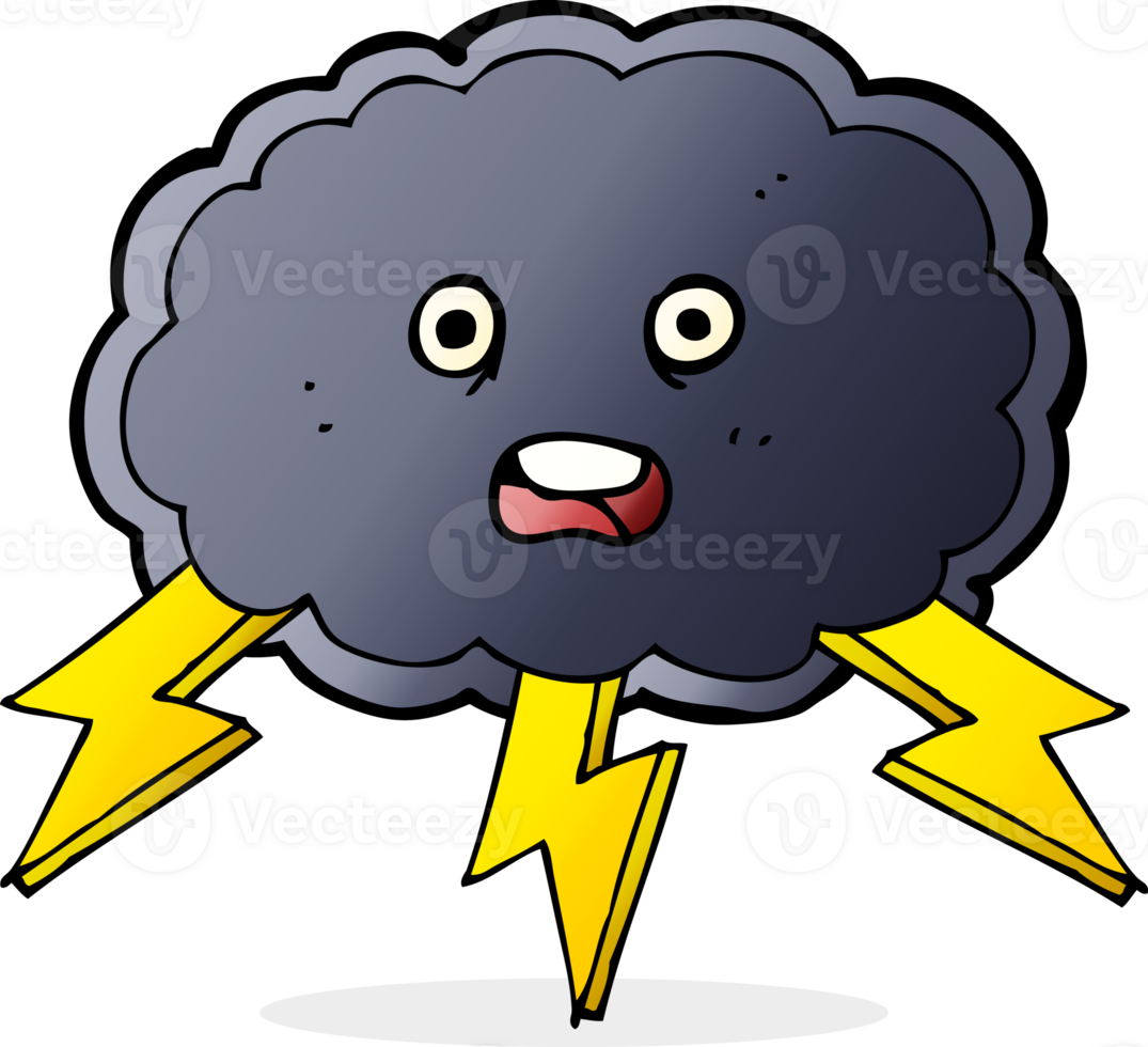 cartoon cloud and lightning bolt symbol png