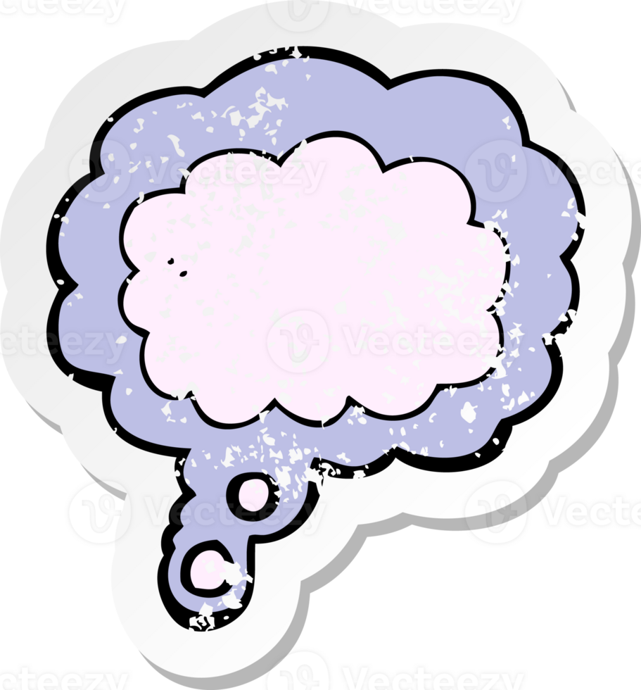 retro distressed sticker of a cartoon thought cloud png