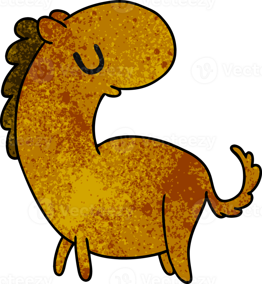 textured cartoon illustration kawaii of a cute horse png