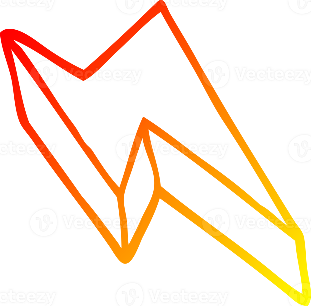 warm gradient line drawing of a cartoon decorative lightning bolt png