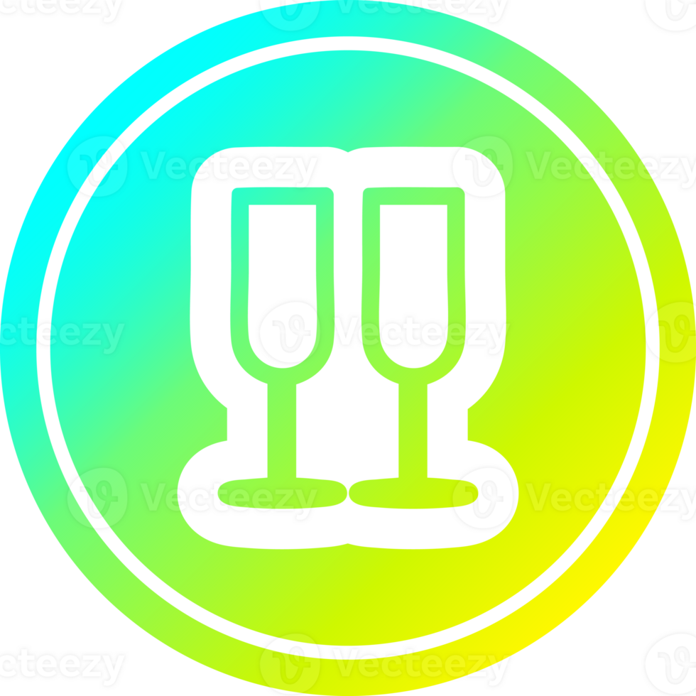 champagne glasses circular icon with cool gradient finish png