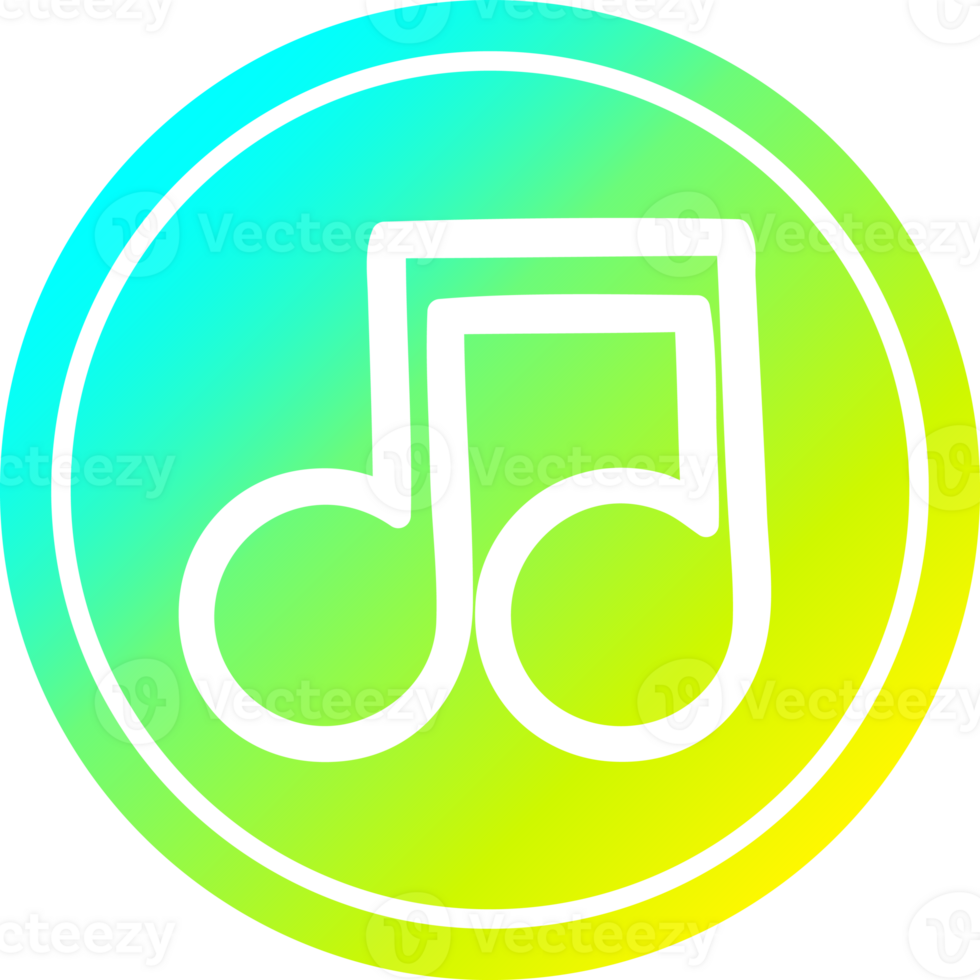 musical note circular icon with cool gradient finish png