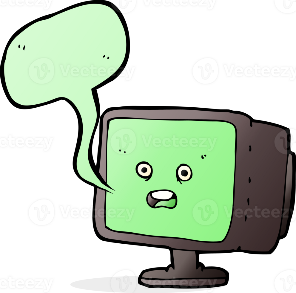 cartoon computer screen with speech bubble png