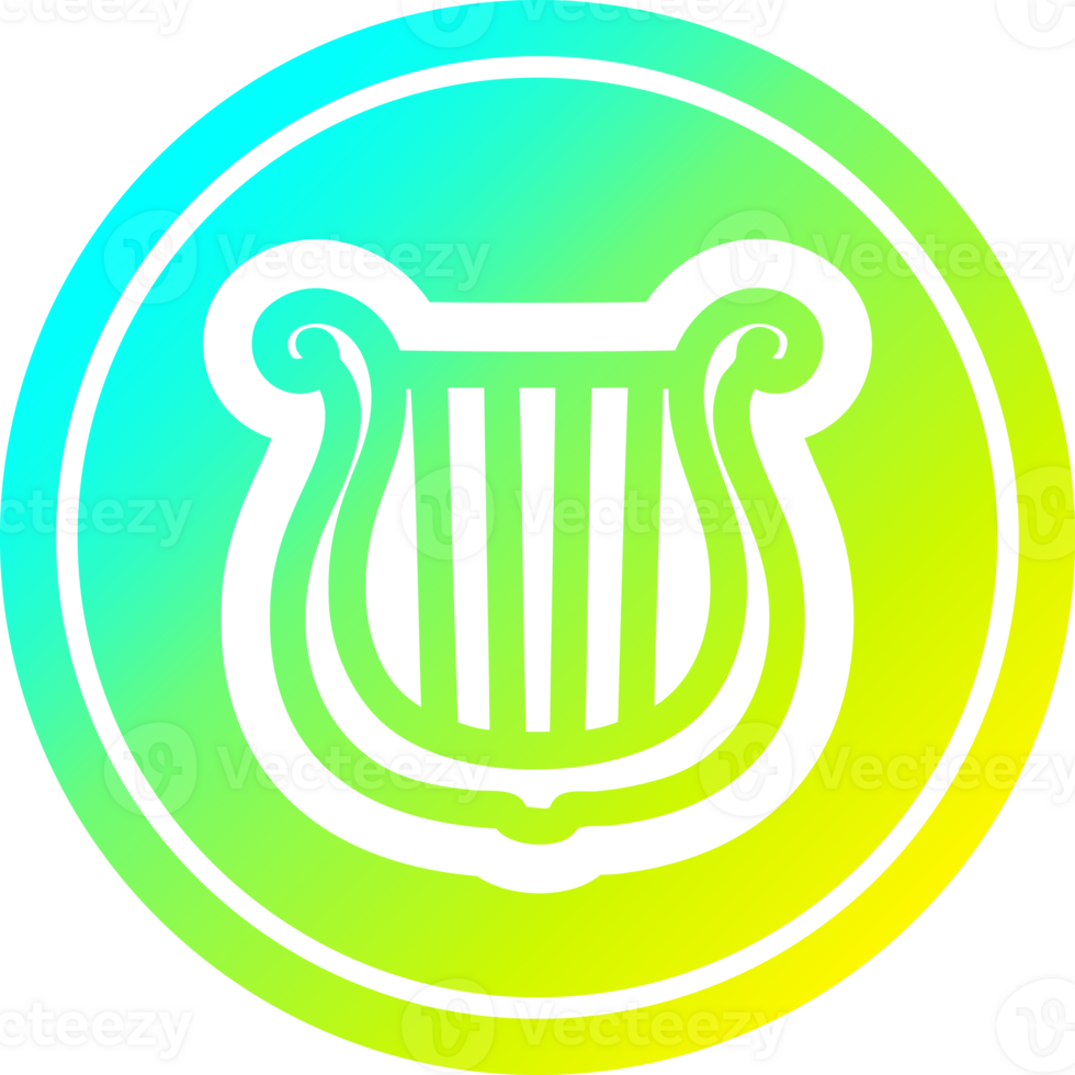 musical instrument harp circular icon with cool gradient finish png