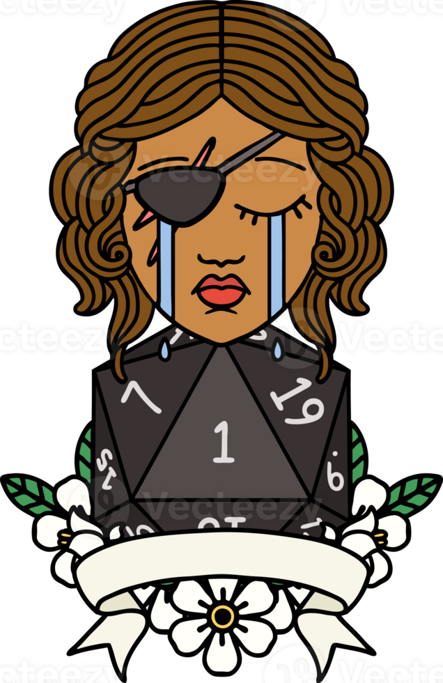 Retro Tattoo Style crying human rogue with natural one roll png