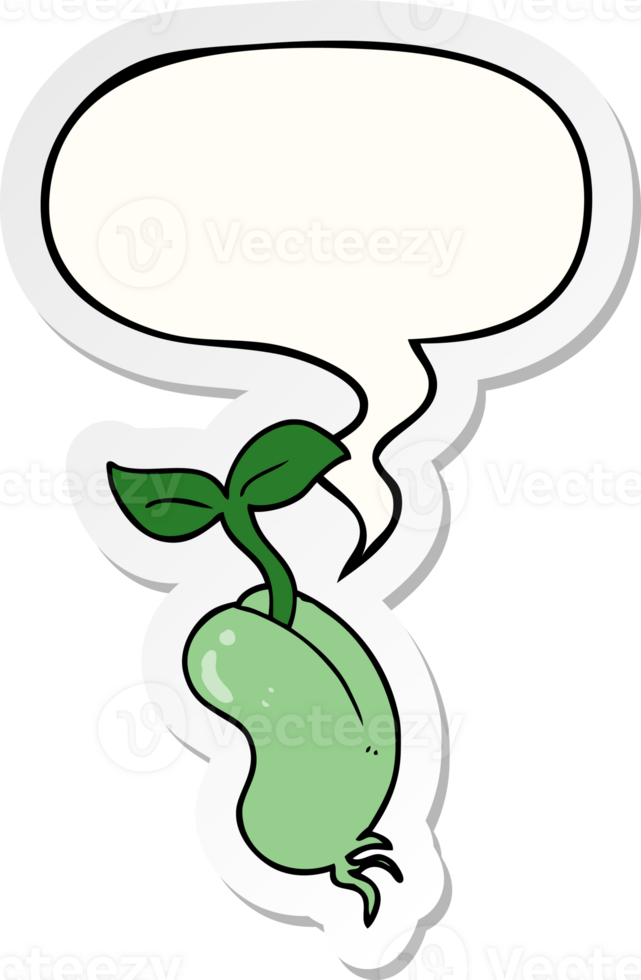 cartoon sprouting seed with speech bubble sticker png