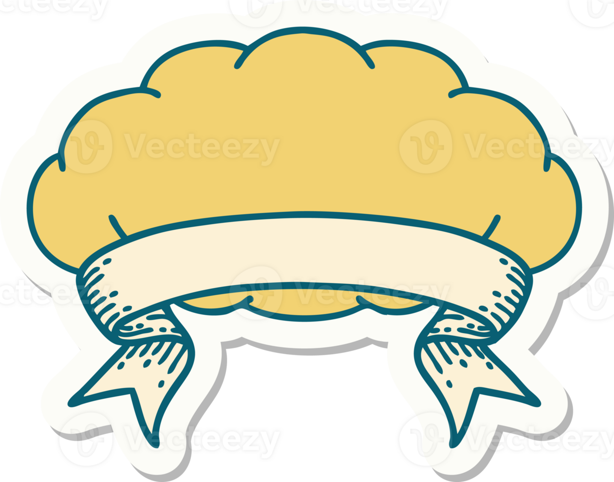 tattoo style sticker with banner of a grey cloud png