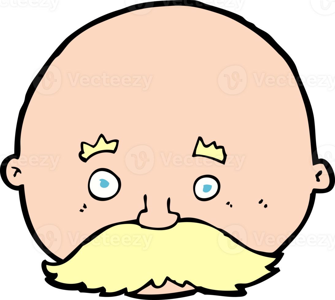 cartoon bald man with mustache png