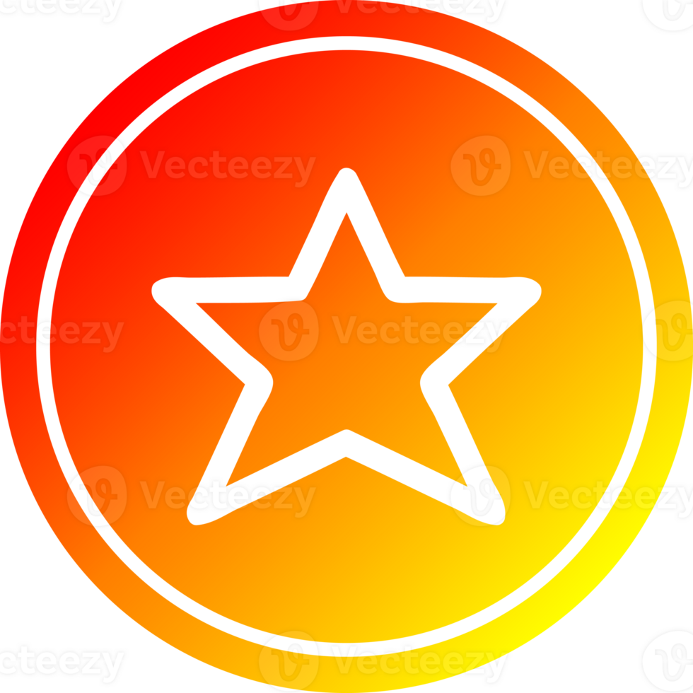 star shape circular icon with warm gradient finish png