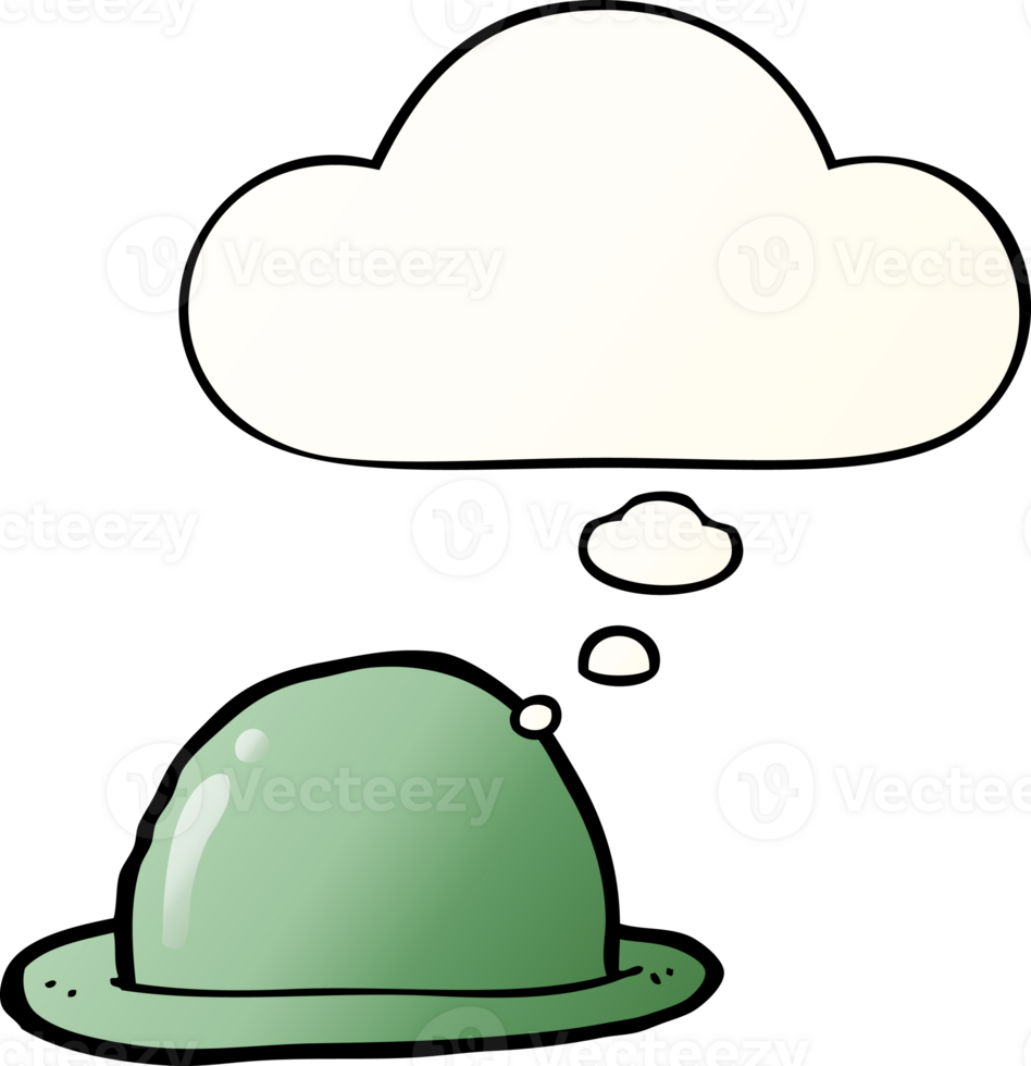 cartoon bowler hat with thought bubble in smooth gradient style png
