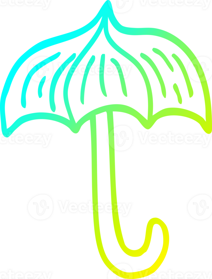 cold gradient line drawing of a cartoon open umbrella png
