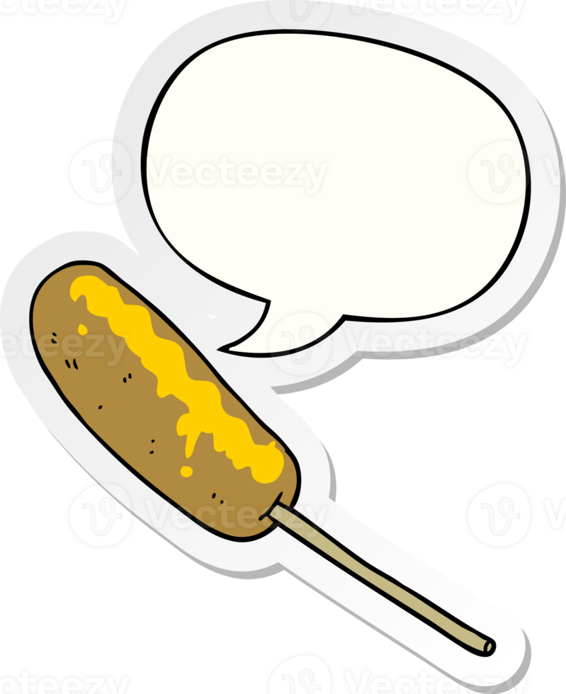 cartoon hotdog on a stick with speech bubble sticker png