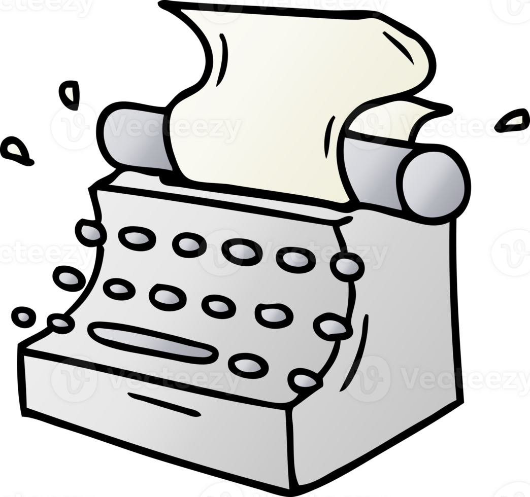 hand drawn gradient cartoon doodle of old school typewriter png