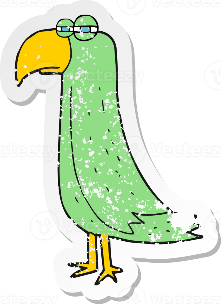 retro distressed sticker of a cartoon parrot png
