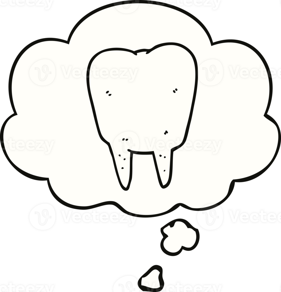 cartoon tooth with thought bubble png