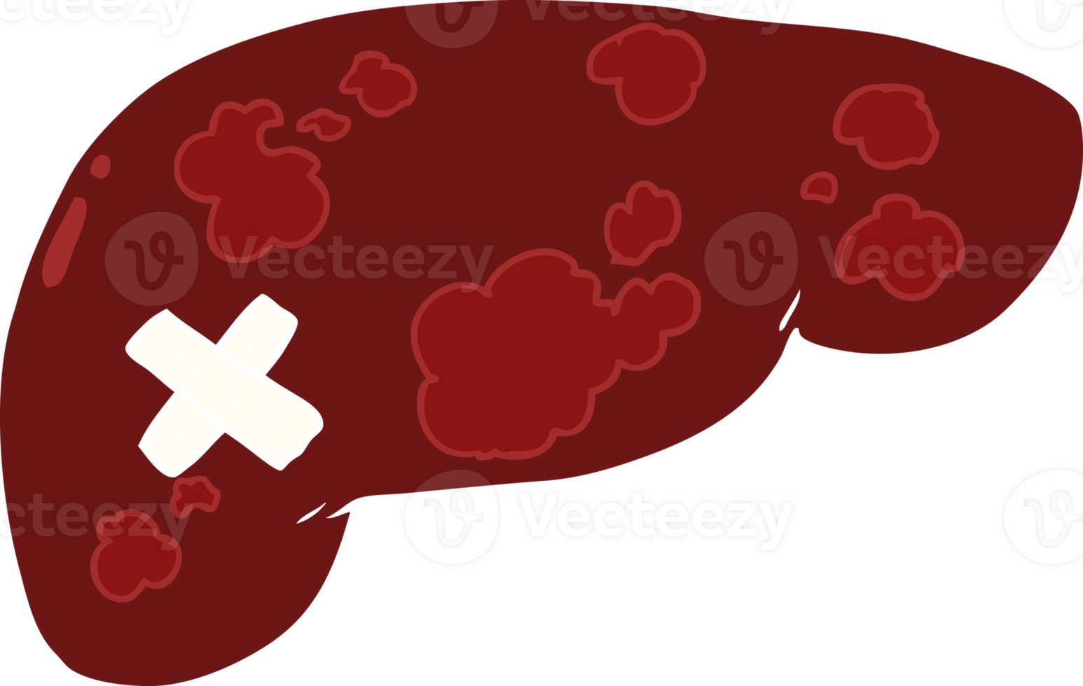 flat color style cartoon unhealthy liver png
