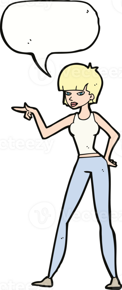 cartoon woman pointing with speech bubble png