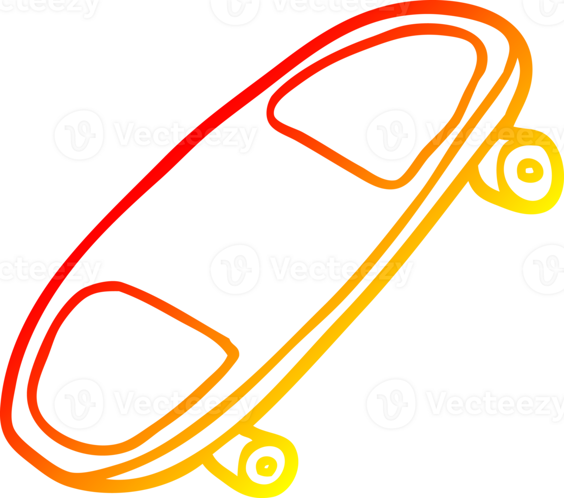 warm gradient line drawing of a cartoon skate board png